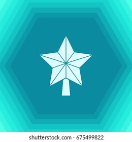 Vector christmas icon. New year illustration. flat Christmas star on hexagonal background 