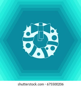 Vector christmas icon. New year illustration. flat Christmas wreath on hexagonal background 