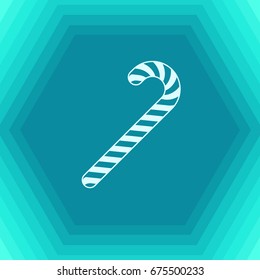 Vector christmas icon. New year illustration. flat Christmas candy on hexagonal background 