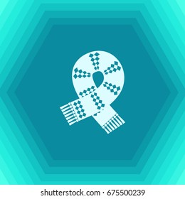Vector christmas icon. New year illustration. flat Scarf on hexagonal background 