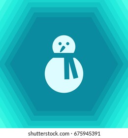 Vector christmas icon. New year illustration. flat Snowman on hexagonal background 