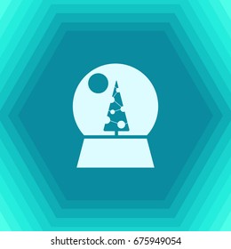 Vector christmas icon. New year illustration. flat Snow globe on hexagonal background 