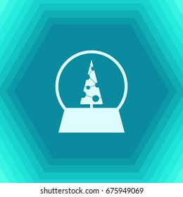 Vector christmas icon. New year illustration. flat Snow globe on hexagonal background 