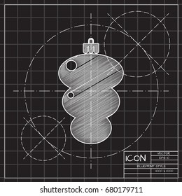 Vector christmas icon. New year illustration. blueprint Christmas tree on engineer and architect background 