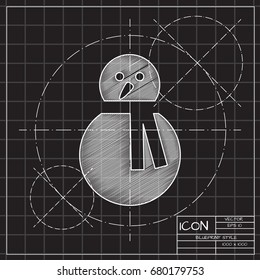 Vector christmas icon. New year illustration. blueprint Snowman on engineer and architect background 