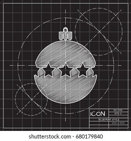 Vector christmas icon. New year illustration. blueprint Christmas tree on engineer and architect background 