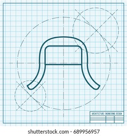 Vector christmas icon. New year illustration. blueprint Winter hat on engineer and architect background 