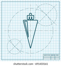 Vector christmas icon. New year illustration. blueprint Christmas tree on engineer and architect background 