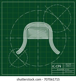 Vector christmas icon. New year illustration. blueprint Winter hat on engineer and architect background  
