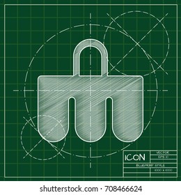 Vector christmas icon. New year illustration. blueprint Christmas tree on engineer and architect background  