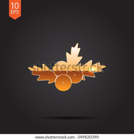 Vector christmas icon. New year illustration. Hooly berry