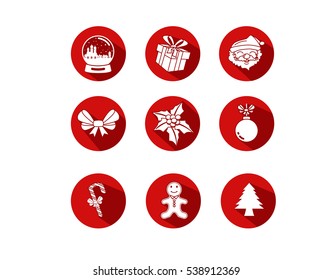 Vector Christmas icon set long shadown style.can use illustrated your art work.