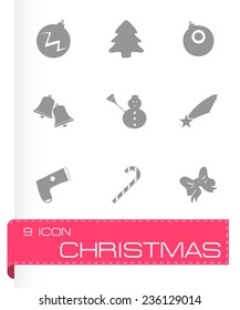 Vector christmas icon set on grey background