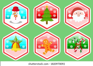 vector of Christmas icon stickers