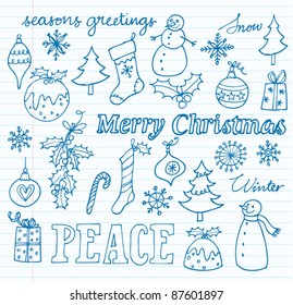 Vector Christmas icons doodles