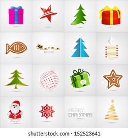 Vector Christmas Icons Isolated on White Background