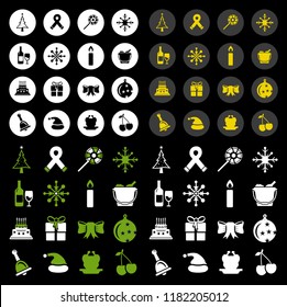 vector christmas icons set, celebration xmas holiday icons, winter icons