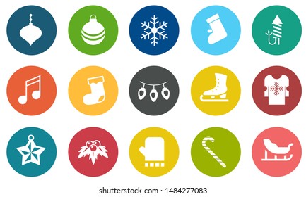 Vector Christmas Icons Set, Celebration Xmas Holiday Icons, Winter Icons