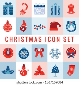 vector christmas icons set, celebration xmas holiday icons, winter icons