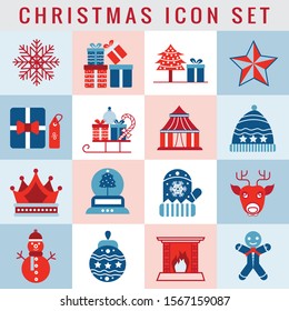 vector christmas icons set, celebration xmas holiday icons, winter icons