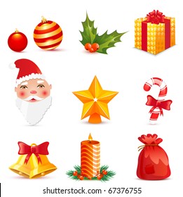 Vector christmas icons with shadows