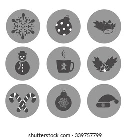 Vector Christmas icons.Each icon is a single object compound path. 