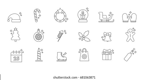 Vector christmas iconset with line icons