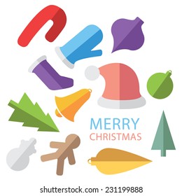 Vector Christmas illustration. Abstract Christmas mosaic with place for your text. Stylish flat-design xmas icons.