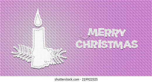 Vector Christmas Illustration with Candle on a Canvas Background