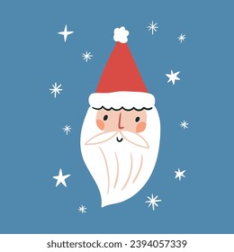 vector christmas illustration. Cute new year greeting card with Santa Claus. Funny kids christmas design. 