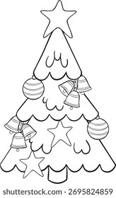 Vector Christmas illustration with decorated Christmas tree