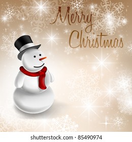 Vector Christmas Illustration Of Happy Snowman
