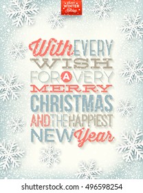 Vector Christmas illustration - holidays type design on a winter snow background