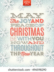 Vector Christmas illustration - holidays type design on a winter snow background