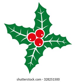 Vector christmas illustration. Holly berry icon.