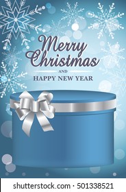 Vector Christmas illustration of magic winter background with present