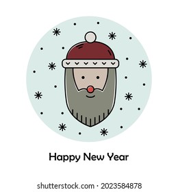 Vector Christmas illustration. New Year color outline icon. Santa Claus