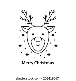 Vector Christmas illustration. New Year outline icon. Christmas deer