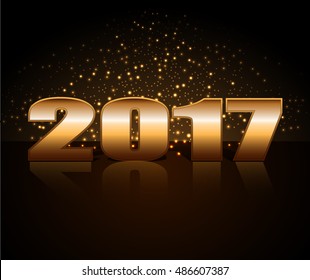 Vector Christmas illustration . New year 2017 golden and silver lettering . Illustration for postcards, magazine , greeting the new year . Sequins and sparkles New Year holiday .