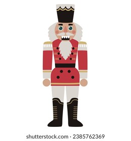 Vector Christmas illustration with Nutcracker in flat style. Can be used for cards, posters, printing on fabric, paper and more