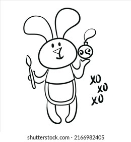 Vector Christmas illustration with Rabbit 2023 for New Year Eve. Happy New Year poster, postcard or card.