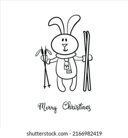 Vector Christmas illustration with Rabbit 2023 for New Year Eve. Happy New Year poster, postcard or card.