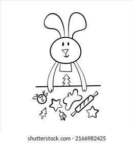 Vector Christmas illustration with Rabbit 2023 for New Year Eve. Happy New Year poster, postcard or card.
