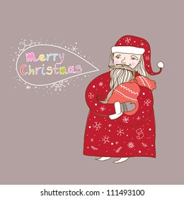 Vector christmas illustration of santa claus