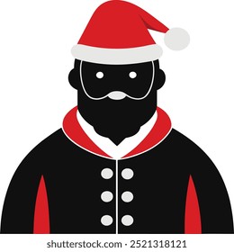 Vector Christmas illustration with Santa Claus in linocut style