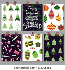 Vector Christmas illustration. Set of Christmas backgrounds. A collection of Christmas cards.