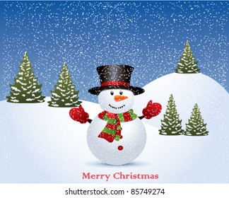 Vector christmas illustration with snowman