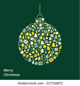 Vector Christmas illustration. Square decorative background for your project.