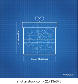 Vector Christmas illustration. Square decorative background for your project.