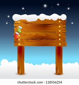 vector christmas illustration of wood background